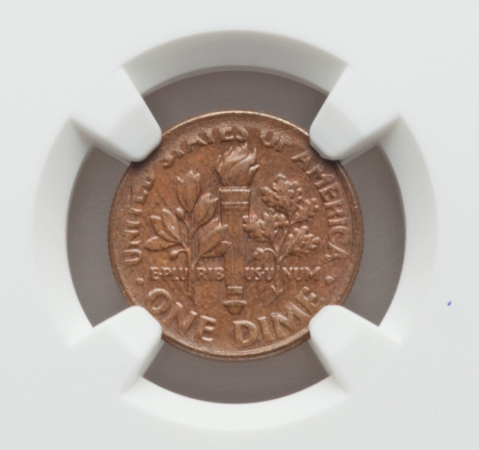 2016 Roosevelt dime missing clad layer error showing copper core on one side